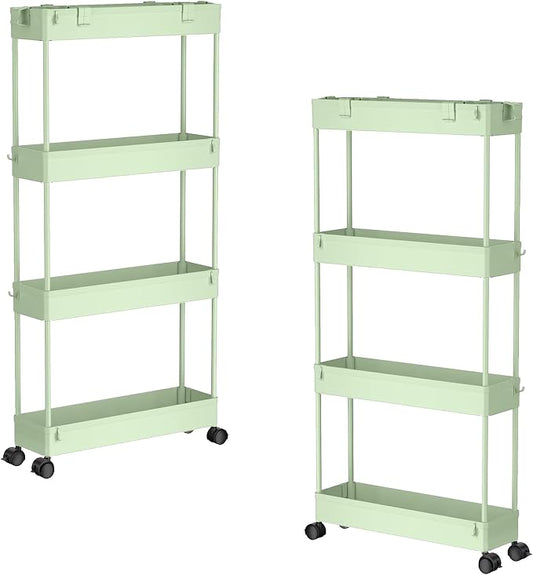 SPACELEAD 2-piece Set Slim Storage Cart 3 Tier, Bathroom Organizer Rolling by Home