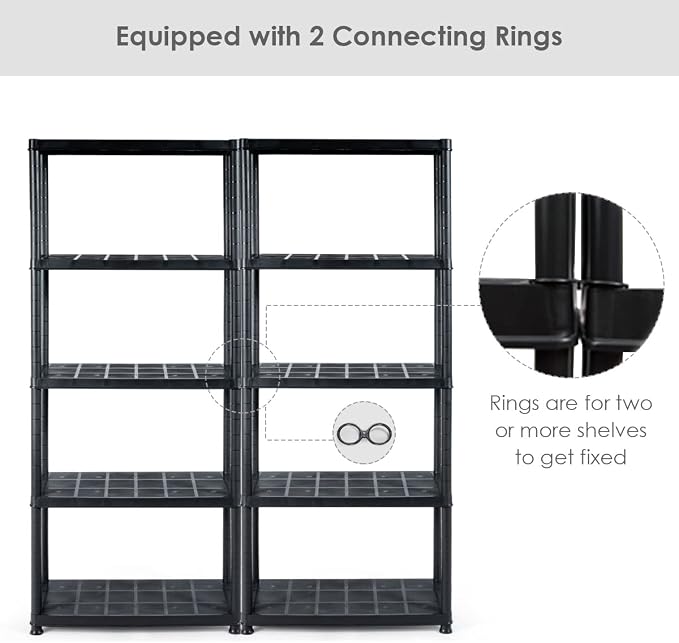 IRONMAX 5-Tier Garage Shelving Unit, Plastic Storage Rack - Image 5