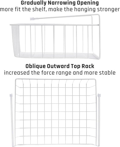 Tebery 4 Pack White Under Shelf Wire Basket Hanging Storage Baskets, Small - Image 3