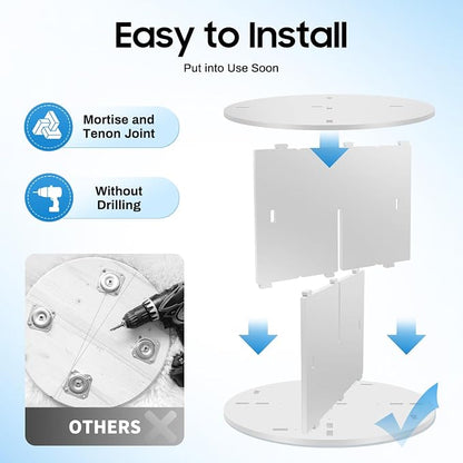 Rotating Bookshelf, 360 Display Round Bookshelf, 4 Tier Floor Standing Bookcase - Image 4