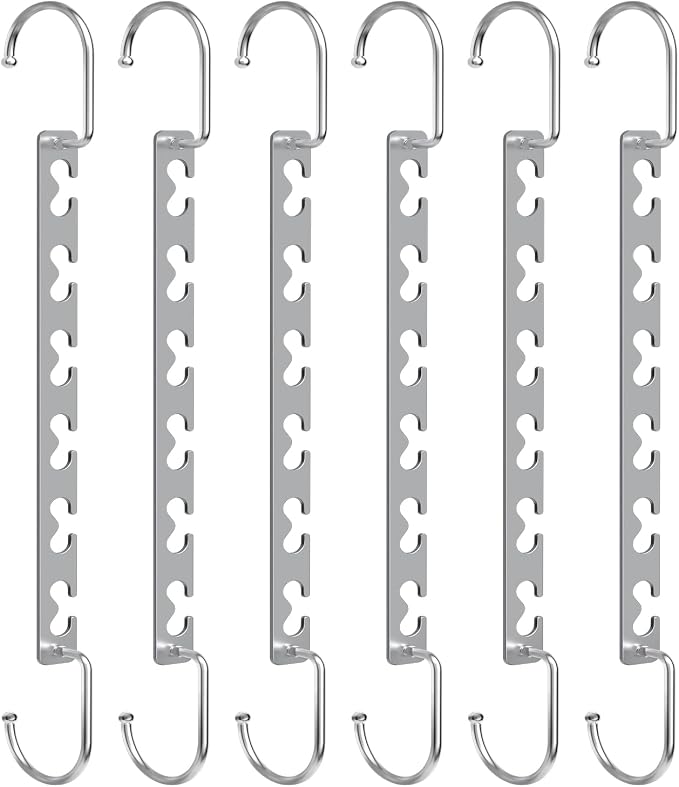 Space Saving Hangers for Clothes 6 Pack, Sturdy Metal Hangers Wardrobe Organizer - Image 9