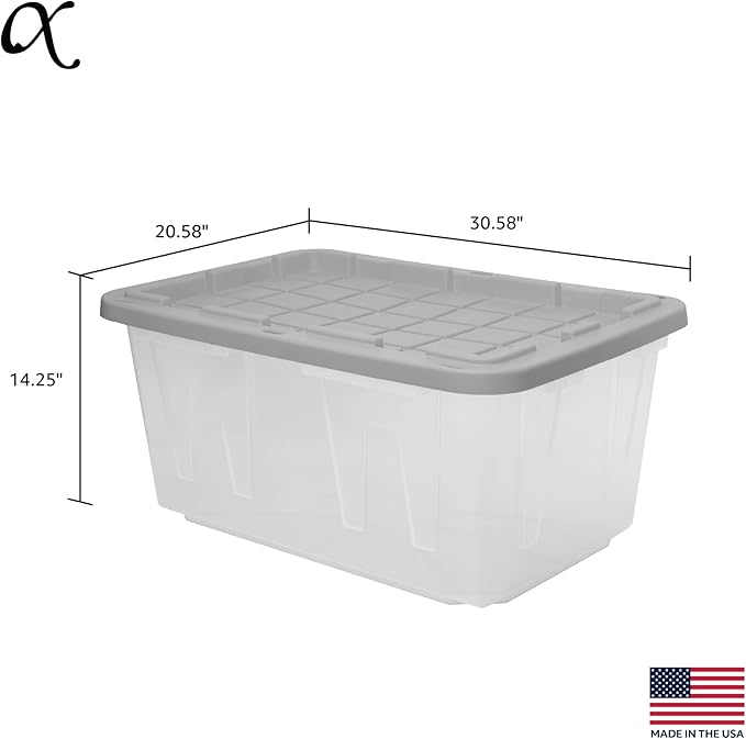 CX BLACK & YELLOW, 27-Gallon Heavy Duty Clear Storage Container & Snap-Tight Lid - Image 2