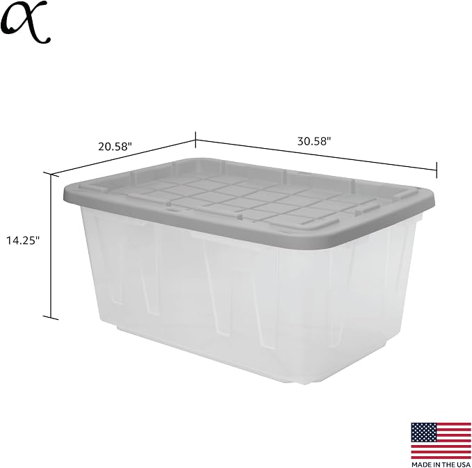 CX BLACK & YELLOW, 27-Gallon Heavy Duty Clear Storage Container & Snap-Tight Lid - Image 2