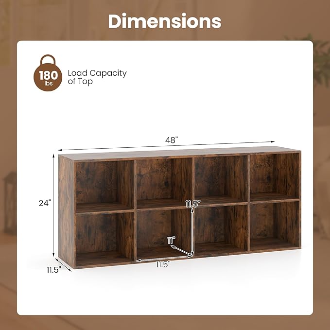 Giantex 8-Cube Bookcase, Floor Standing Bookshelf - Image 3