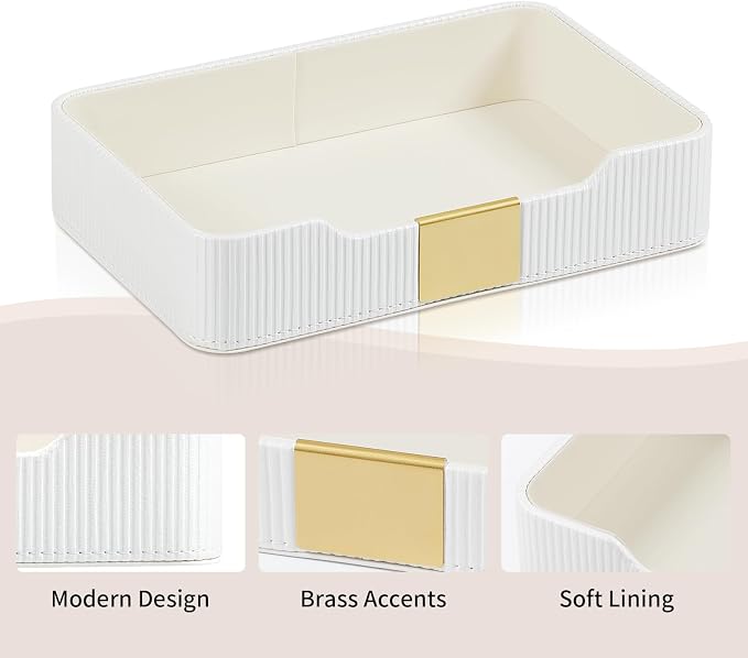 Valet Tray Desktop Storage Organizer, PU Leather Catchall Bedside Vanity Tray - Image 4