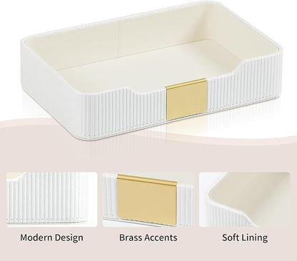 Valet Tray Desktop Storage Organizer, PU Leather Catchall Bedside Vanity Tray - Image 4