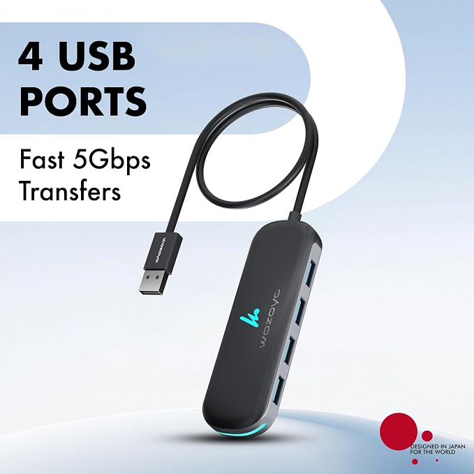 USB A to 4 Port Wozoyo USB 3.2 Hub, 4X USB 5Gbps, Data Transfer Speed Upto - Image 2