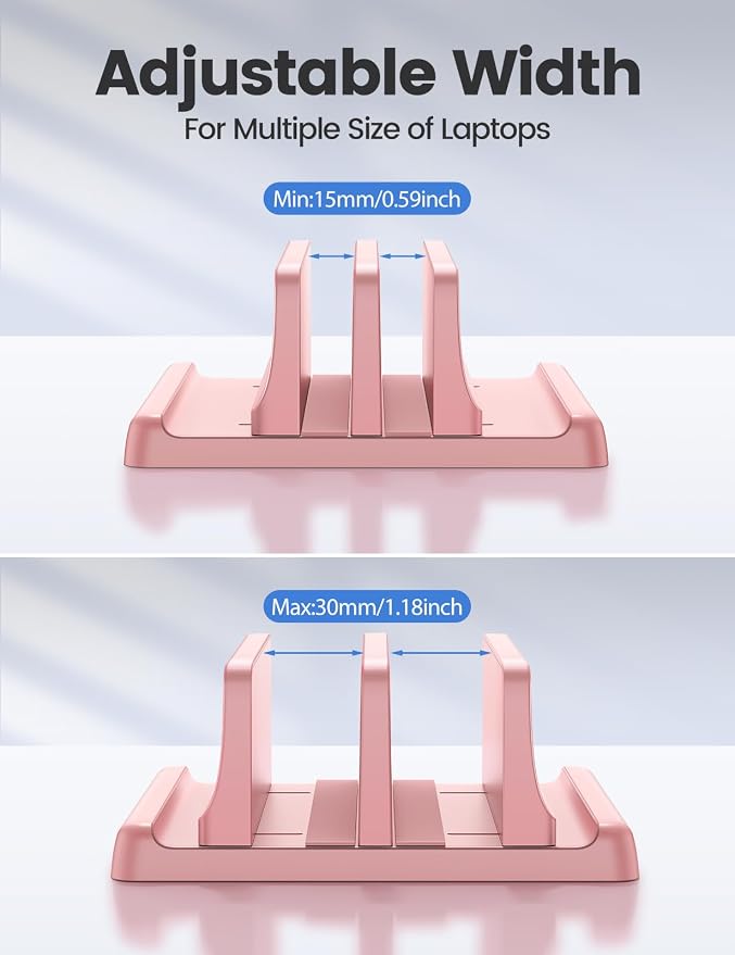Vaydeer Vertical Laptop Stand for Desk, Dual Slots Plastic Laptop Holder - Image 7