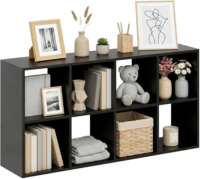 8 Cube Storage Organizer Shelf, Open Cube Bookshelf, Reversible Bookcase by SageNest