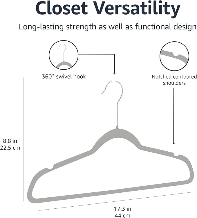 Amazon Basics Slim Velvet Non-Slip Space Saving Suit Clothes Hangers, Closet - Image 9