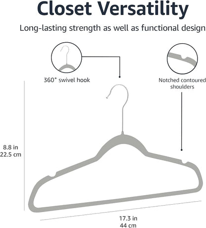 Amazon Basics Slim Velvet Non-Slip Space Saving Suit Clothes Hangers, Closet - Image 9