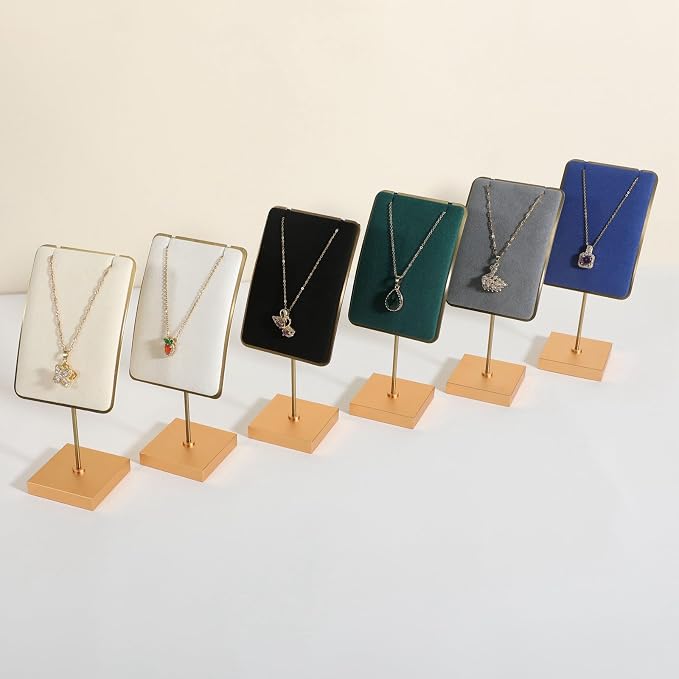GemeShou Black velvet necklace stand, small metal jewelry stand - Image 2