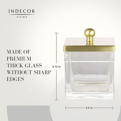 Clear Transparent Hotel Style Apothecary Tempered Glass Canister Jar W/ Gold - Image 5