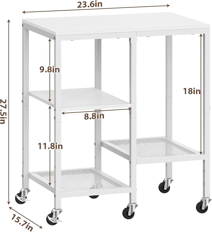 Kitchen Microwave Cart with Wheels, Coffee Bar Table Station, 4-Tier Rolling - Image 2