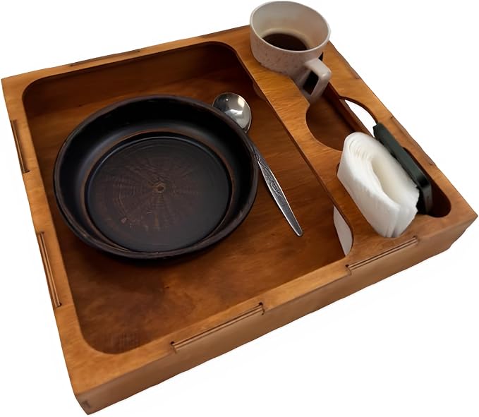 Wooden Serving Tray with Cup Holder - Image 8