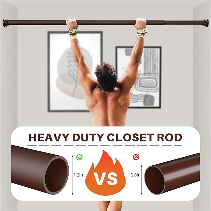 Closet Rod - Closet Rods for Hanging Clothes, 17 to 82 inch Adjustable Closet - Image 3