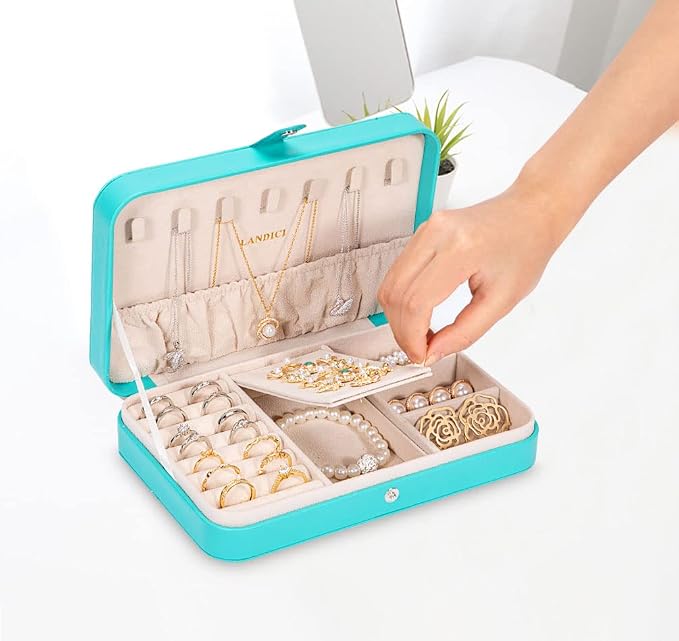 LANDICI Small Jewelry Box for Women Girls, PU Leather Travel Jewelry Organizer - Image 6