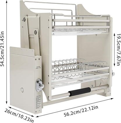 DYRABREST Pull Down Cabinet Organizer, Stainless Steel 2-Tier Pull-Out Kitchen - Image 5
