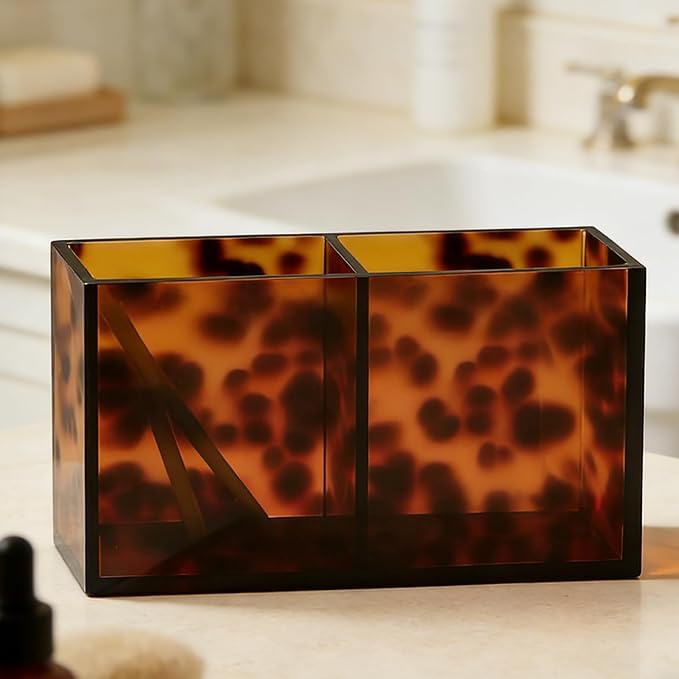 Toiletry Caddy - Resin Leopard Print Shelf Organizer, Grip Base Cosmetic Holder - Image 7