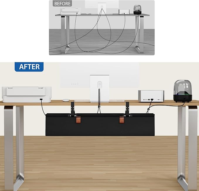Zilink No Drill Under Desk Cable Management Tray 30" Cord Organizer - Image 6