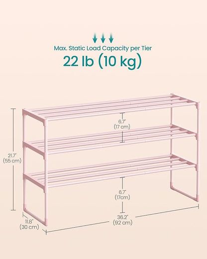 SONGMICS Shoe Rack, 3-Tier Shoe Organizer, Metal Storage Shelf, Upright or - Image 3