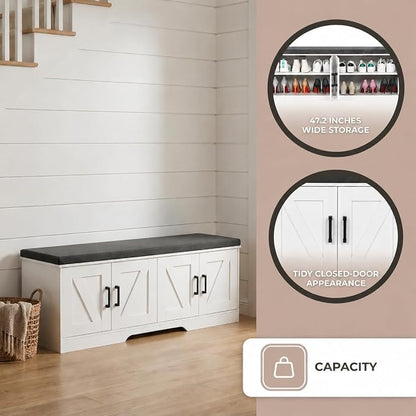 HOMSHO Farmhouse Shoe Storage Bench - Image 5