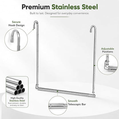 2 Pack Hanging Closet Rod Stainless Steel, Adjustable Width & Height 16–27.5 in - Image 5