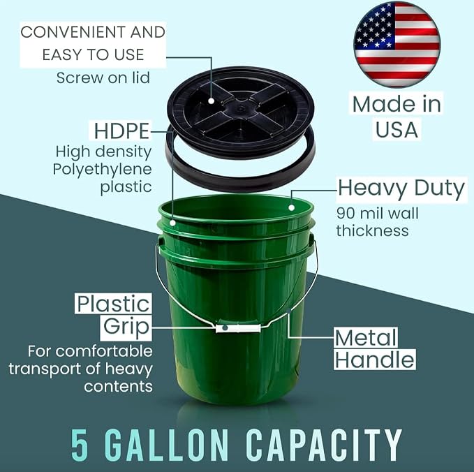 House Naturals 5 Gallon Plastic Green Bucket - Image 6