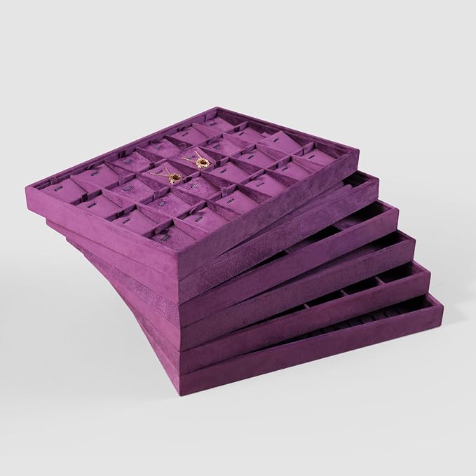 Velvet Stackable Jewelry Display Tray, 12 Grid Watch Bangle Bracelet Storage - Image 9