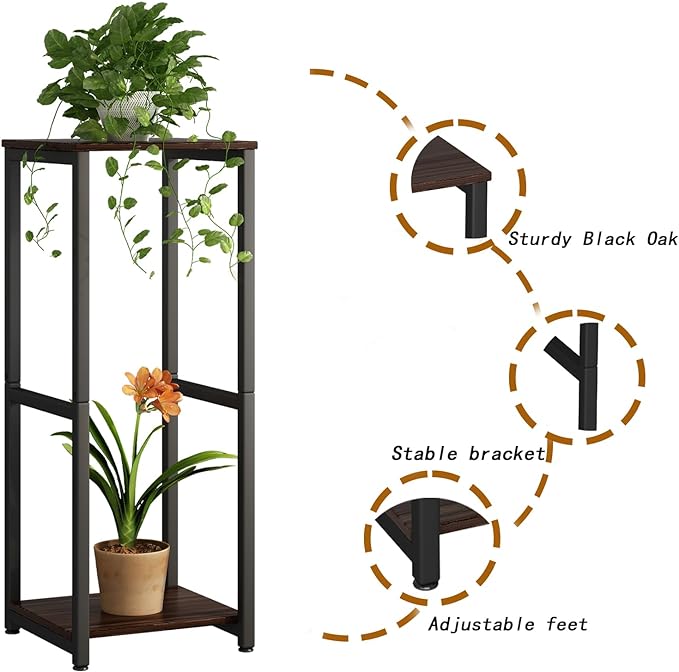 Plant Stand Indoor Corner Tall 2 Tier Metal Modern Flower Storage Plant Shelf - Image 5