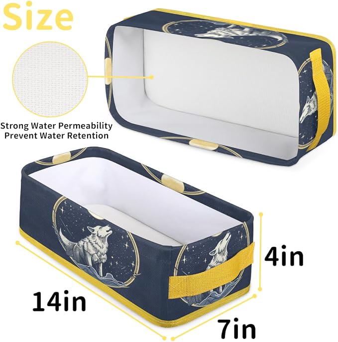 Wolf Stars Moon Bathroom Storage Basket, Foldable - Image 2