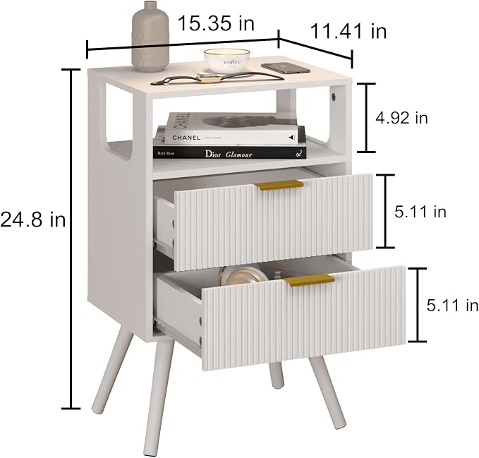 White Nightstand, Modern Bedside Table - Image 2