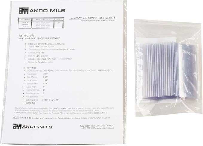 Akro-Mils 29302 Clear Protective Plastic Label Holder and Labels - Image 3