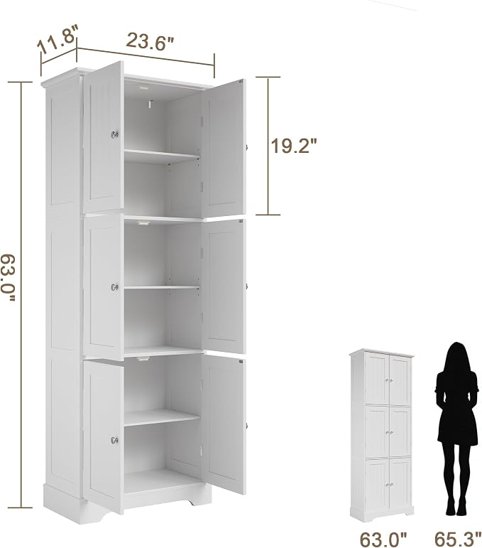 ChooChoo 63.2" Tall Bathroom Storage Cabinet - Image 3
