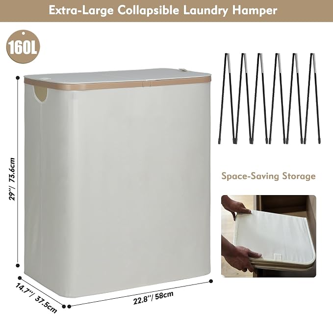 DOKEHOM 160L Extra Large Laundry Hamper - Image 3