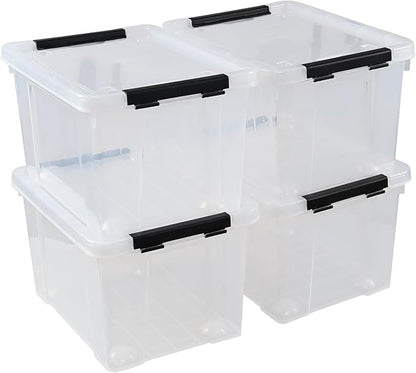 4-Pack 24 Quart Storage Box, Built-In Rolling Wheels, Space-Saving Stackable - Image 7