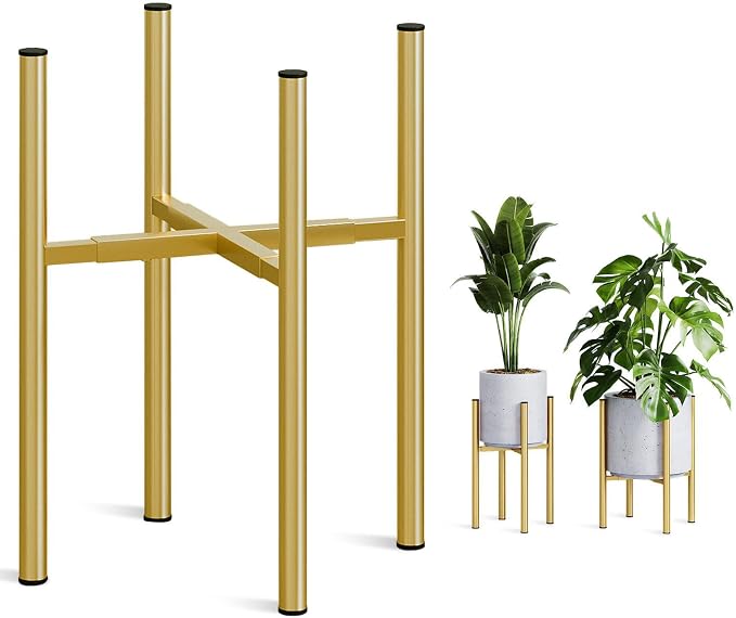 Adjustable Metal Plant Stand Indoor, Fits 8-14 Inch Pots, Mid Century Modern by HomecourtyardsInterio