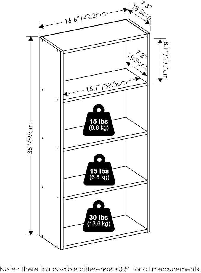 Furinno Basic Book Shelf, 4-Tier Bookcase - Image 3