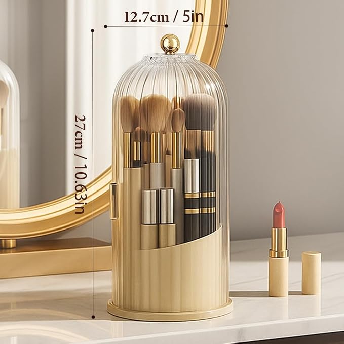 Covered 360° Rotating Makeup Brush Holder, Makeup Organizers - Image 3