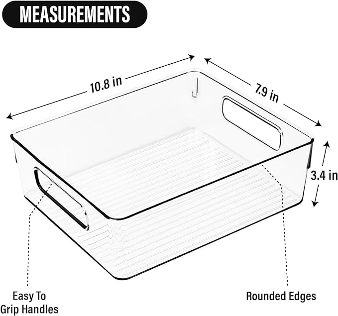 Clear Plastic Storage Bins, Home Bathroom Laundry Room Freezer Refrigerator - Image 3