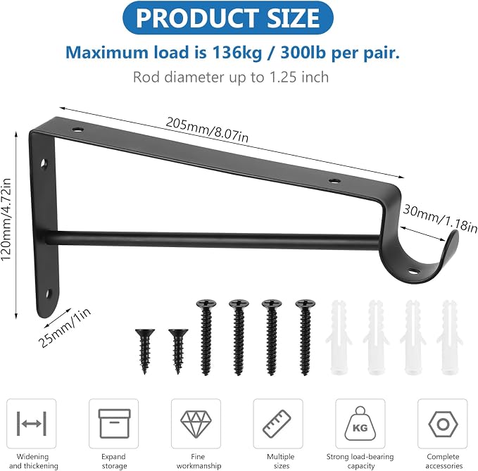 Shelf and Rod Brackets, Heavy Duty Closet Shelf Closet Bracket - Image 2