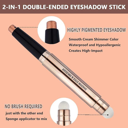 Champagne Eyeshadow Stick Makeup, Highlighter Matte Cream Eye Shadow Pencil - Image 3