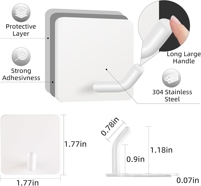 FOTYRIG Adhesive Towel Hooks Heavy Duty Stick on Towel Holder Wall Hangers - Image 2