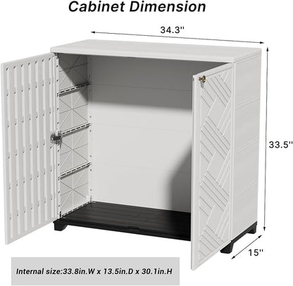 KINYING Outdoor Storage Cabinet Waterproof, 60 Gallon Resin Outdoor Storage Shed - Image 3