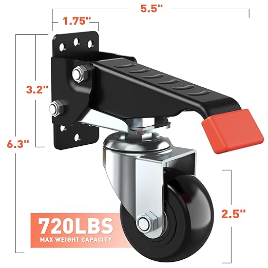 SPACEKEEPER Workbench Casters kit 720 Lbs Retractable Casters Heavy Duty Bench - Image 3
