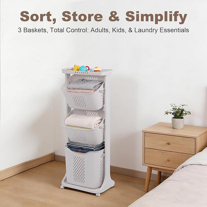 FAHKNS 3-Tier Laundry Hamper Sorter Cart - Image 3