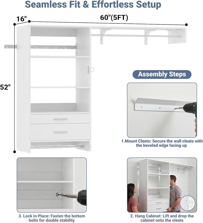 Armocity 60" Wall Mounted Laundry Room Organization - Image 7