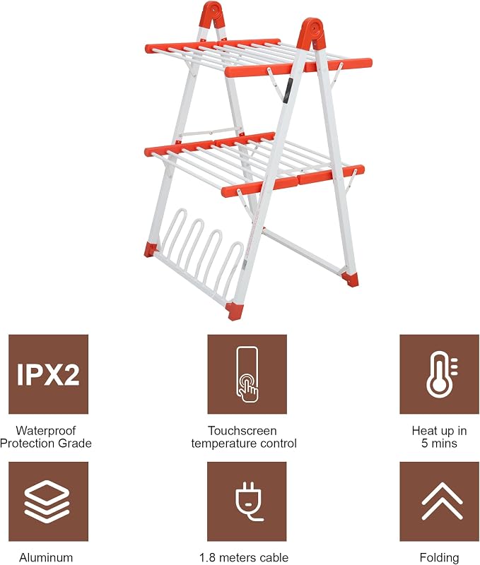 Electric Heated Clothes Drying Rack, Foldable Heated Garment Dryer - Image 5