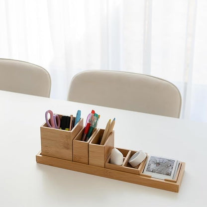 Bamboo Vanity Tray, 6-Piece Bathroom Countertop Vanity Tray Set, Makeup Kitchen - Image 9