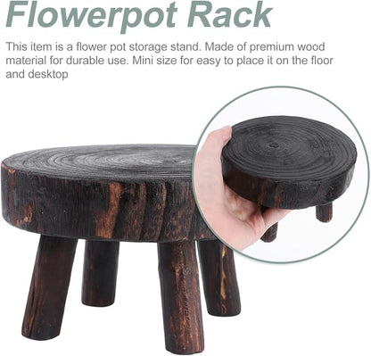 Mini Wooden Stool Display Stand, ULTECHNOVO Solid Wood Stool Plant Stand - Image 5